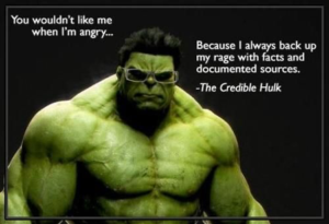 image of the Incredible Hulk with glasses, know as the credible hulk